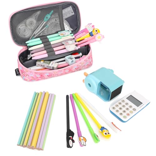 Image of FlowFly Large Capacity Pencil Case for Kids, Boys & Girls - Zippered Multi-Functional Pen Pouch, Soft & Portable Pencil Bag for School, Teens, Students, Rainbow