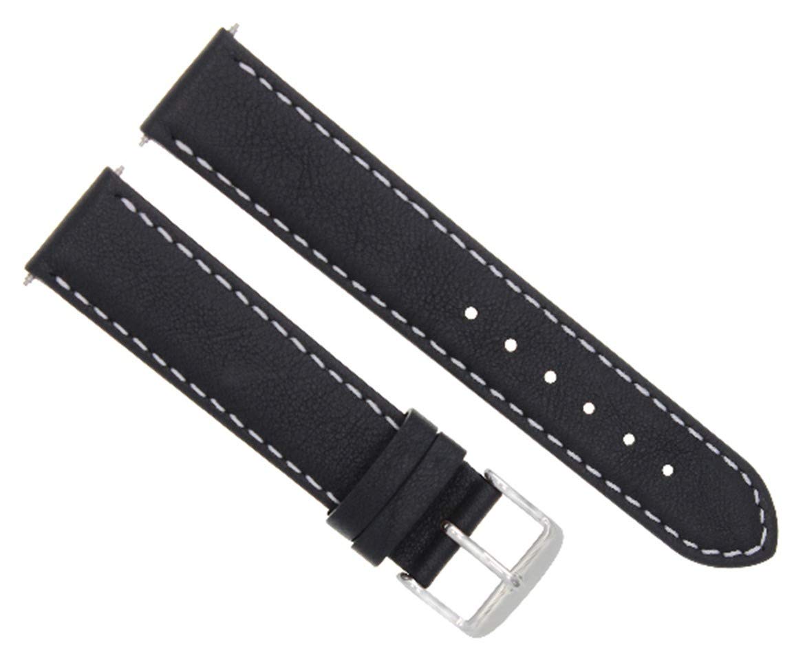Ewatchparts 24mm Smooth Leather Watch Band Strap Compatible With 45mm Lum Tec G7 Watch Black