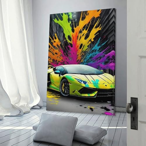 Décoration de voiture de sport colorée sur toile, cadeau pour hommes
