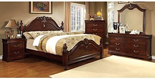 Carefree Home Furnishings Mandura Luxurious English Style Cherry Finish Queen Size 6-Piece Bedroom Set