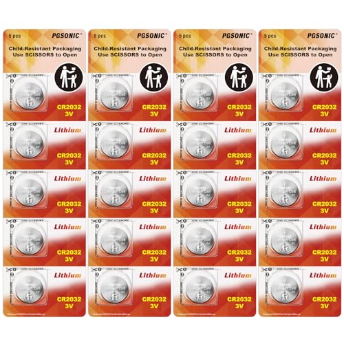 PGSONIC Pilas de Litio CR2032 3V (20 piezas)