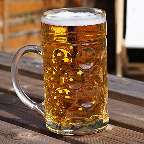 Rink Drink German Beer Stein Glass - 1.3L (2 Pint) Large Dimpled Beer Mug Tankard with Handle for Lager, Ale & Cider - Authentic Oktoberfest Style Glass - Freezer & Dishwasher Safe - Image 3