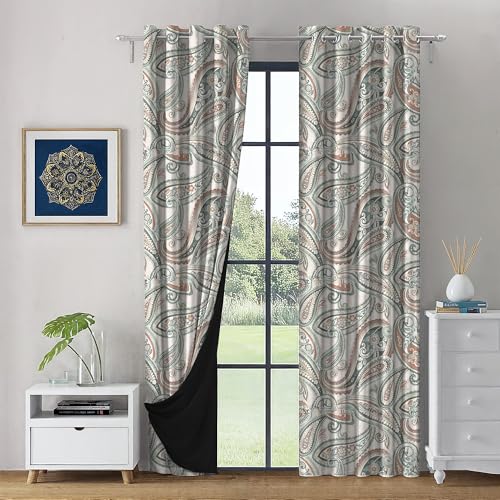 Image of LINENWALAS Printed Blackout Curtains for 7.5 Feet Door | Set of 2 | Printed Drapes | Thermal Insulated, Room Darkening Panels with Grommet Hanging for Living Room (Royal jaali)