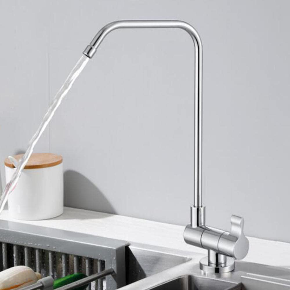 WDSOPK Water Filter Tap Folding Brass Single Cold Rotating Pure Faucet-Drawing (Chrome A)