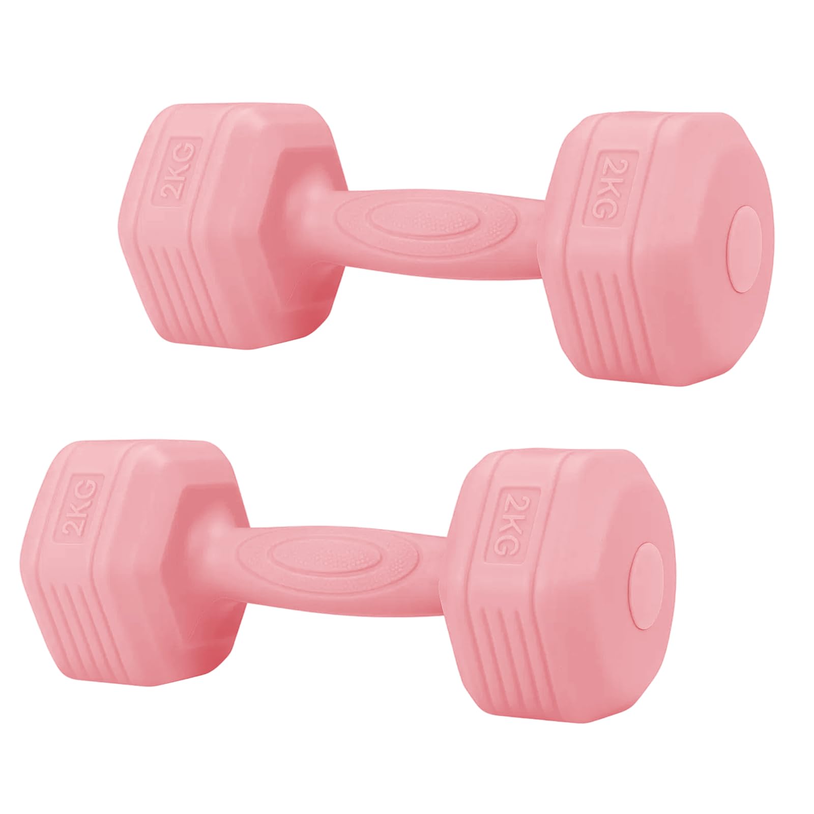 LN COZY CORNER 2PCS Neoprene Coated 2Kg Dumbbells Set for Home Fitness Strength Training Workout (Pink)
