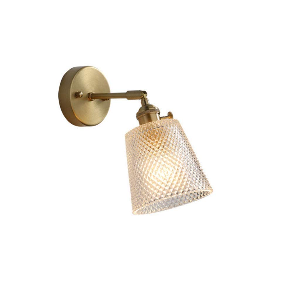 ZTCHSENZT Wall Sconces, Nordic Copper Wall Light, Postmodern Minimalist Bedside Lamp European Corridor Aisle Wall Sconce, Creative Personality Art Bedroom Glass Wall Lamp Home Dec,Glass
