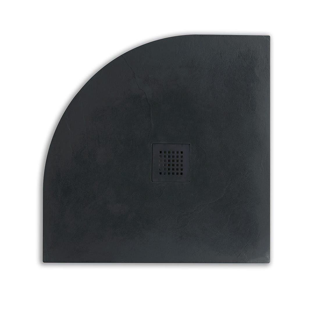 Kiamami Valentina - Plato de Ducha Angular de Resina Gris Antracita 80x80 h2,5cm