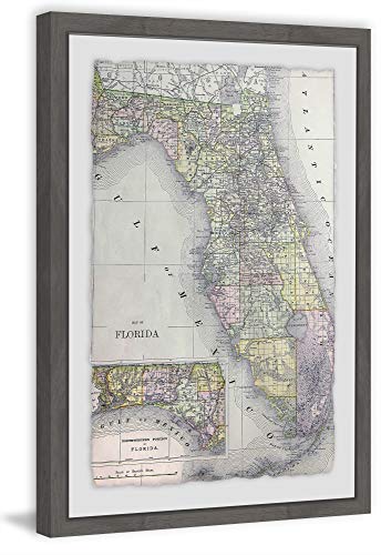 Marmont Hill - Handmade Florida Map Framed Print 12 x 18