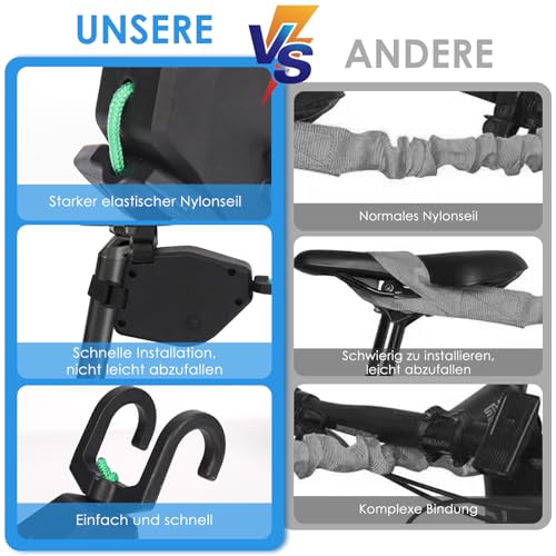 Gaethra Abschleppseil Fahrrad Kinder, 2.5m, Universell Passend, Tragfähigkeit 550 lb, Schwarz