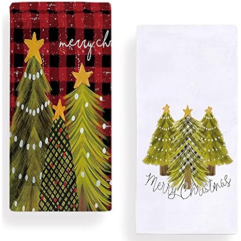 Geschirrtücher, Motiv: Frohe Weihnachtsbaum, Büffel, kariert, 45,7 x 71,1 cm, Winter, Weihnachten Cover