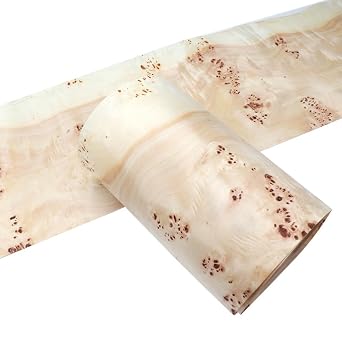Natural Poplar Tree Veneer with Burl Wood Veneer Sheets - 10x66 Inches, DIY Solid Wood for Speaker Audio Projects, Furniture, Cabinets, and Crafts