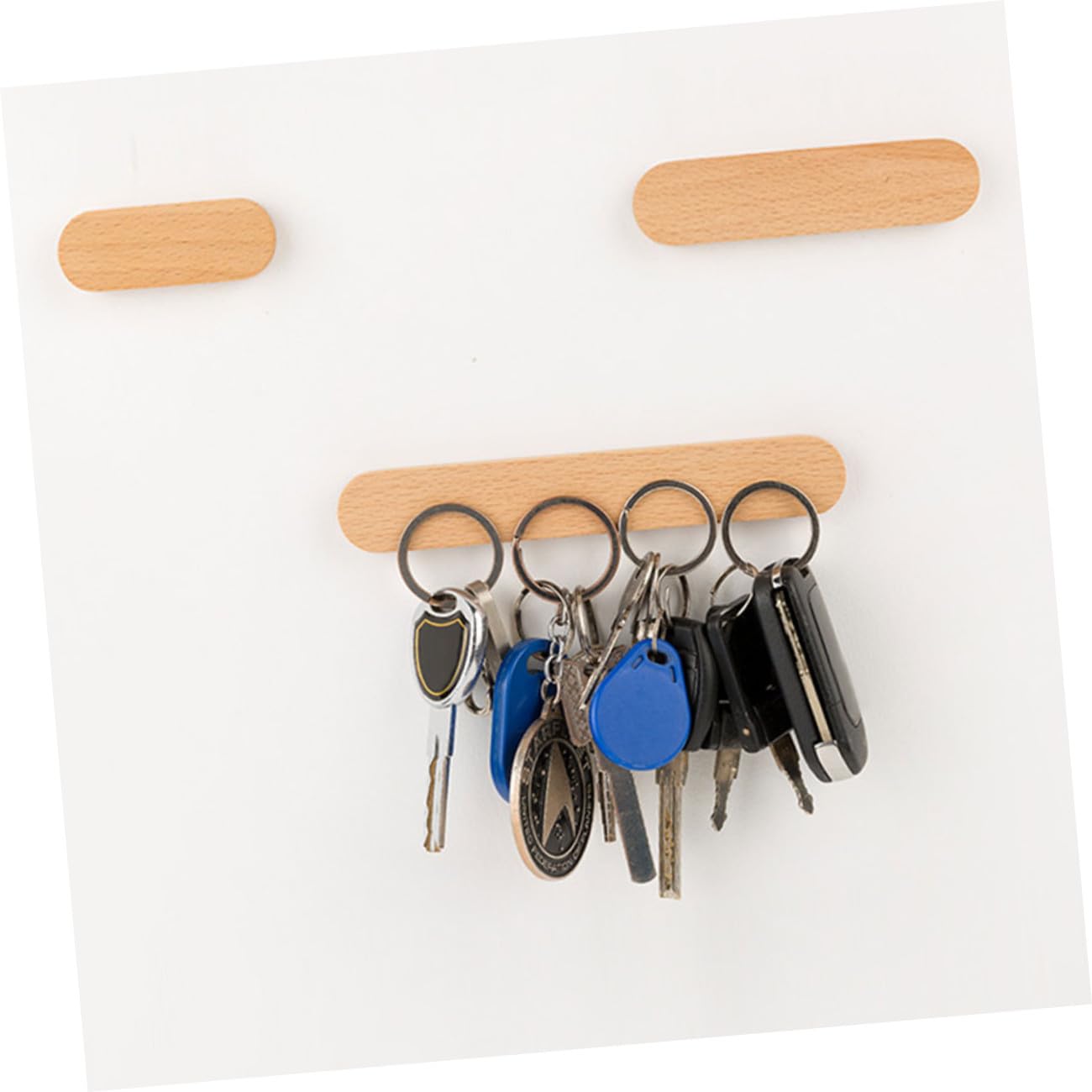 MAGICLULU 2pièces Organisateur Magnétique De Clés Massif Support Mural Pratique Pour Maison Accroche-clés Élégant Hêtre Naturel