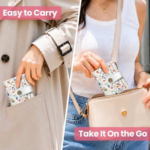 Image of Small Wallet for Women, RFID Blocking Bifold Card Holder Wallet with 10 Card Slots, Cash Compartment, Zipper Coin Pocket & ID Window, Cute Soft Vegan Leather Compact Wallet, Wildflower