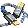 Capshi 8K DisplayPort Cable 1.4, VESA Certified 6.6FT DP Cord (8K@60Hz, 4K@144Hz, 2K@240Hz), 32.4Gbps Display Port Cable for Gaming Monitor, Graphic, PC, HDR/HDCP 2.2/FreeSync/G-Sync, Braided, Grey