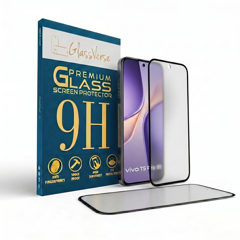 Image of GlassVerse D+ Matte Tempered Glass With 18H Hardness For Vivo T5 Pro (Pack Of 2) with Free Installation Kit. Full screen Coverage - 6.83 inch