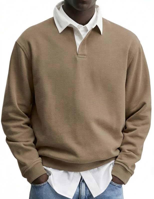 JMIERR Herren Polokragen Sweatshirts Casual Hoodie Pullover Shirts