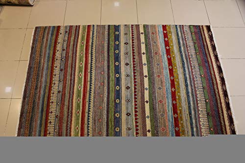 Rugstc 6'0 X 9'3 Gabbeh Area Rug Made Using Vegetable Dyes With Wool Pile - Gabbeh Design | 100% Original Hand-Knotted Multicolored | A 6X9 Rectangular Double Knot Rug #TOP1