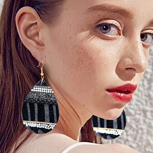Boucles d'oreilles Drops rétro en cuir rayé pour vos soirées branchées