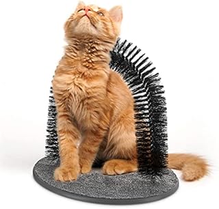 Petlicity Cat Kitten Massaging and Scratching Pet Arch Self Grooming with Soft Comfortable Bristles (Grey)
