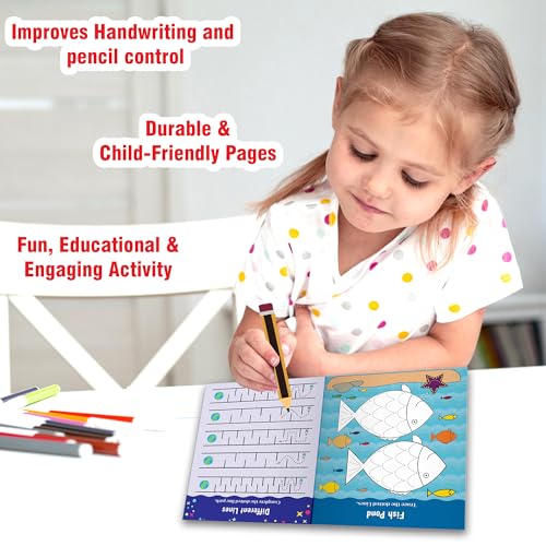 Image of Lines and Curves Write and Clean Reusable Book for kids, Childrens and Toddlers - Early Tracing Workbook, Fun Pattern and activities, Mazes, Puzzle Games - Ages 2+ Years: English