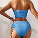 Swimsuit for Women Ruched Bandeau Strapless Padded Top and High Waisted Bottoms Fashion 2 Piece Swimwear for Beach