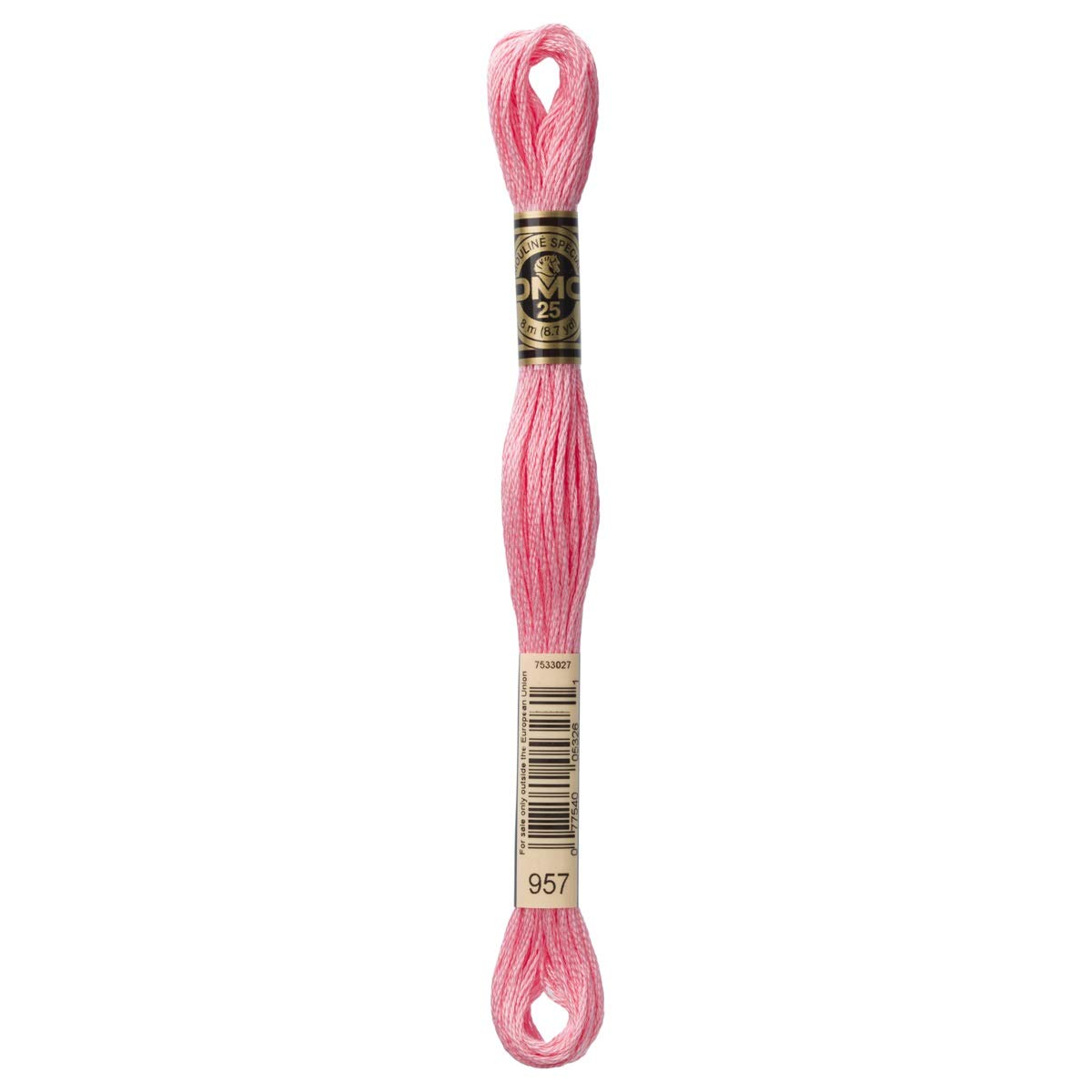 DMC Embroidery Floss Mouline Stranded Cotton Thread for Hand Embroidery and Sewing - Colour No: 957-4 x 8m Skeins — image 1