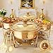 AurumPot Chafing Dishes for Buffet 4 Pack, 6QT Food Warmers for Parties Buffet, Christmas Gatherings [Elegant All-Gold Colors] Stainless Steel Round Chafing Dish Buffet Set,Buffet Servers and Warmers