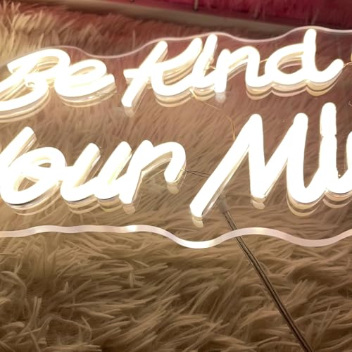 Image of Be Kind to Your Mind Neon Sign Dimmable Led Neon Lights for Wall Decor USB Encouragement Word Neon Light Up Signs for Bedroom Home Bar Office Study Room Wedding Birthday Party Teens Girls Gifts