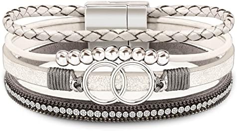 Btysun Bracelets for Women Birthday Gifts for Mom Women Teen Girl Gifts Leather Wrap Crystal Cuff Bracelets for Girlfriend Valentiens Day Gifts for Her