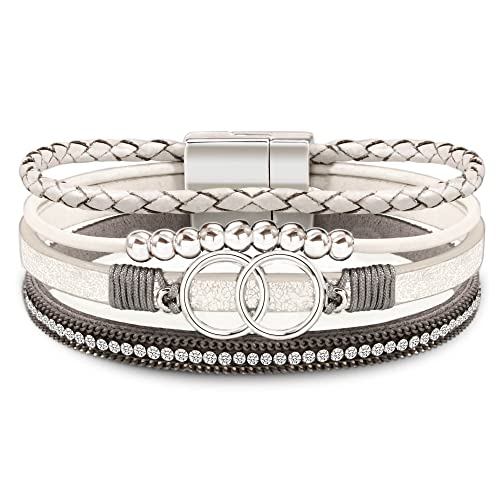 Btysun Bracelets for Women,Stocking Stuffers for Teens Birthday Gifts for Mom Inspirational Gift for Women Mother's Day Daughter Wrap Bracelet Sister Friend Teen Girl Gifts Leather Layered Jewelry Valentines Gift for Her