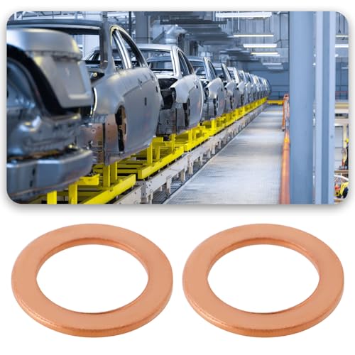 The Lord of the Tools 200 Stück Flachring-Kupfer-Unterlegscheiben, Kupferdichtung, Dichtungsring für Automobilindustrie, 12 x 8 x 1 mm