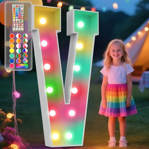 Image of Ledido 4FT Colorful Marquee Light Up Letter V for Party