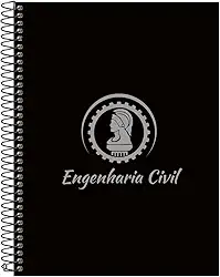 Caderno Universitário Espiral 15 Matérias Profissões Engenharia Civil (Preto e Prata)