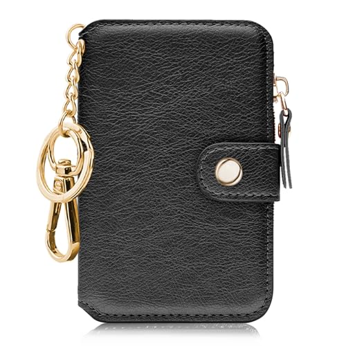 Keychain wallet, Rfid Blocking Credit Card Holder Leather, Zipper Card Case for Women
