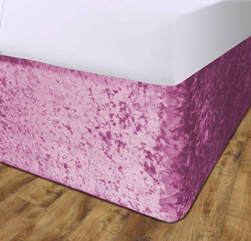 John Aird Crushed Velvet Elasticated Divan Bed Valance (Pink, King)