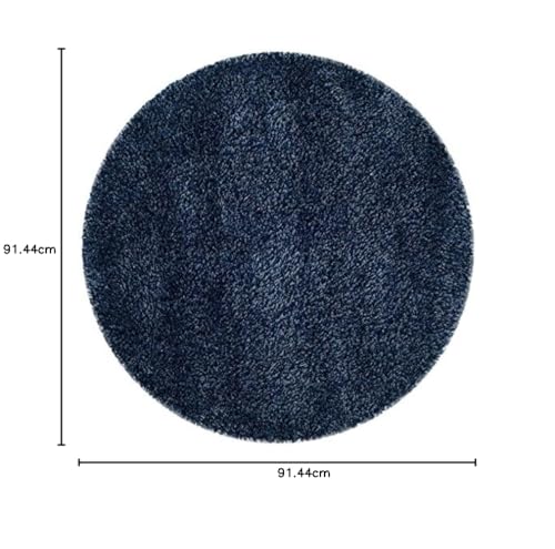 Image of Handwoven Microfibre 3D Rug for Living Room (Navy Blue, 3 X 3 Feet (Round), Microfibre)