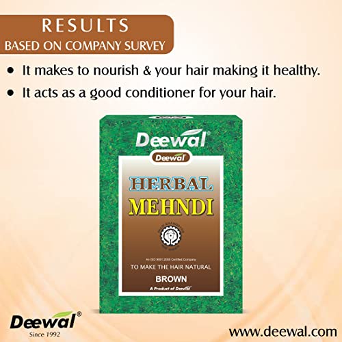 Image of Deewal Herbal Khadi Mehndi for Unisex, 160g - Brown (Pack of 2)