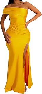 Women's Sexy Off Shoulder Bodycon Maxi Dresses Elegant High Split Club Party Long Dress - Buy now