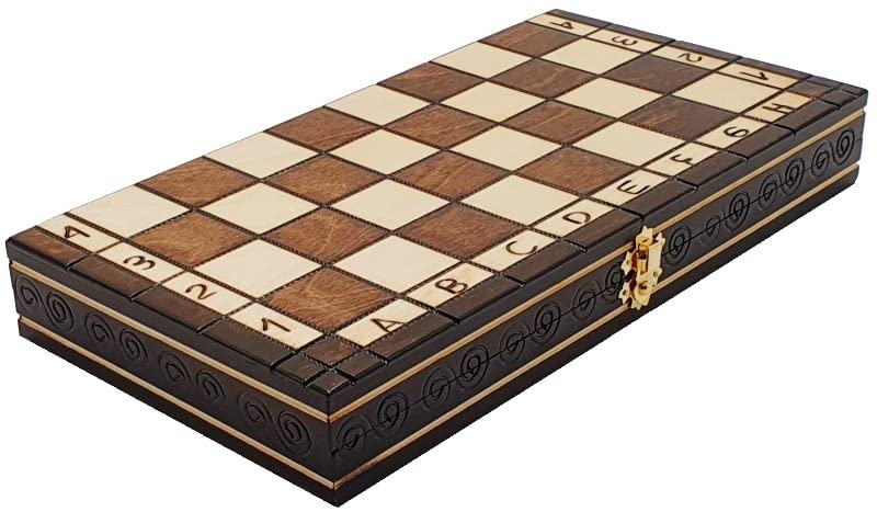 Jeu d'échecs - Échecs-Dames Cerisier - Échiquier Pliable | 35 x 35 cm | en Bois & 24 Dames | 2 cm | - Set