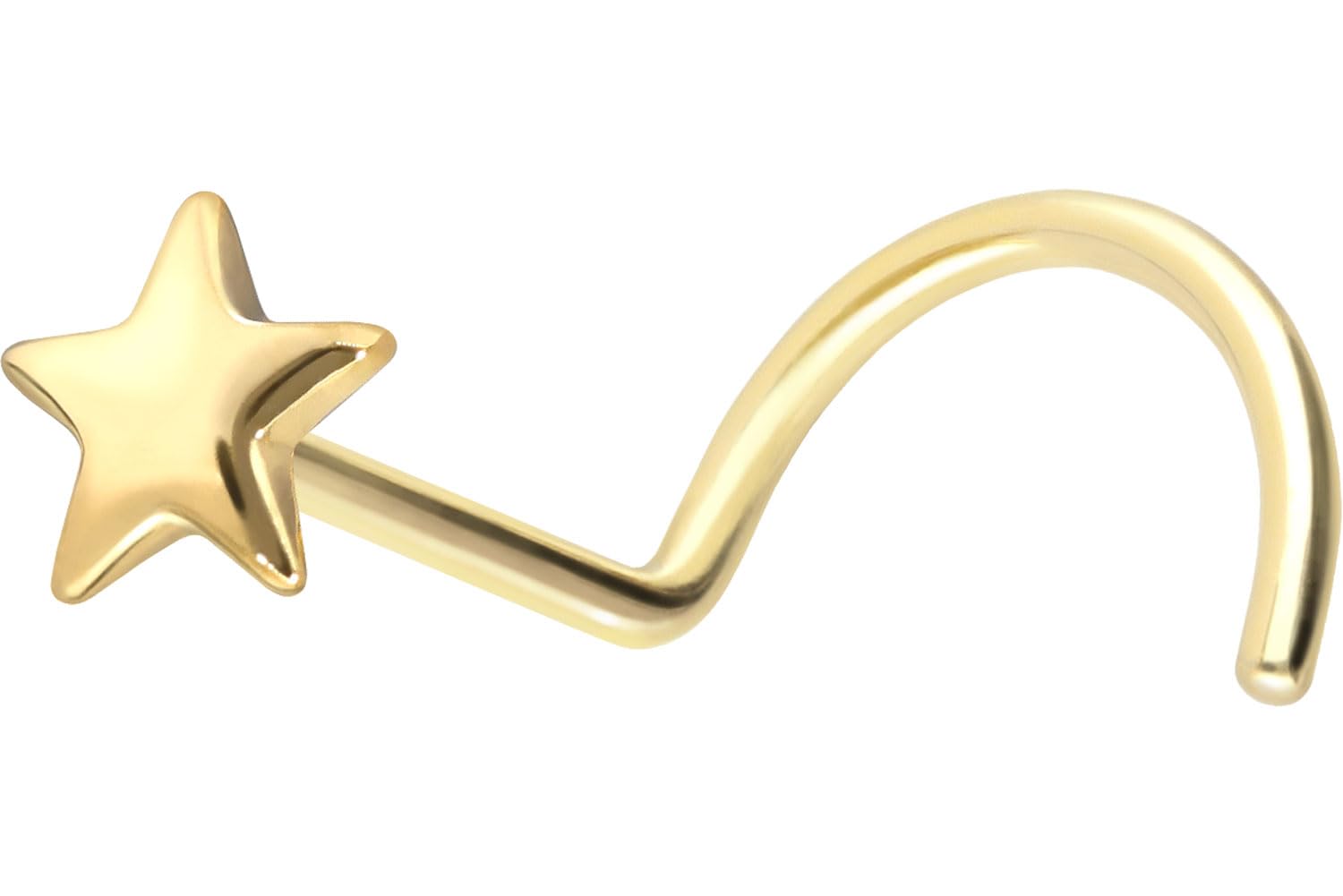 PIERCINGLINE 14 Karat oder 18 K Nasenpiercing Spirale STERN Piercing Nase Stecker Farbauswahl