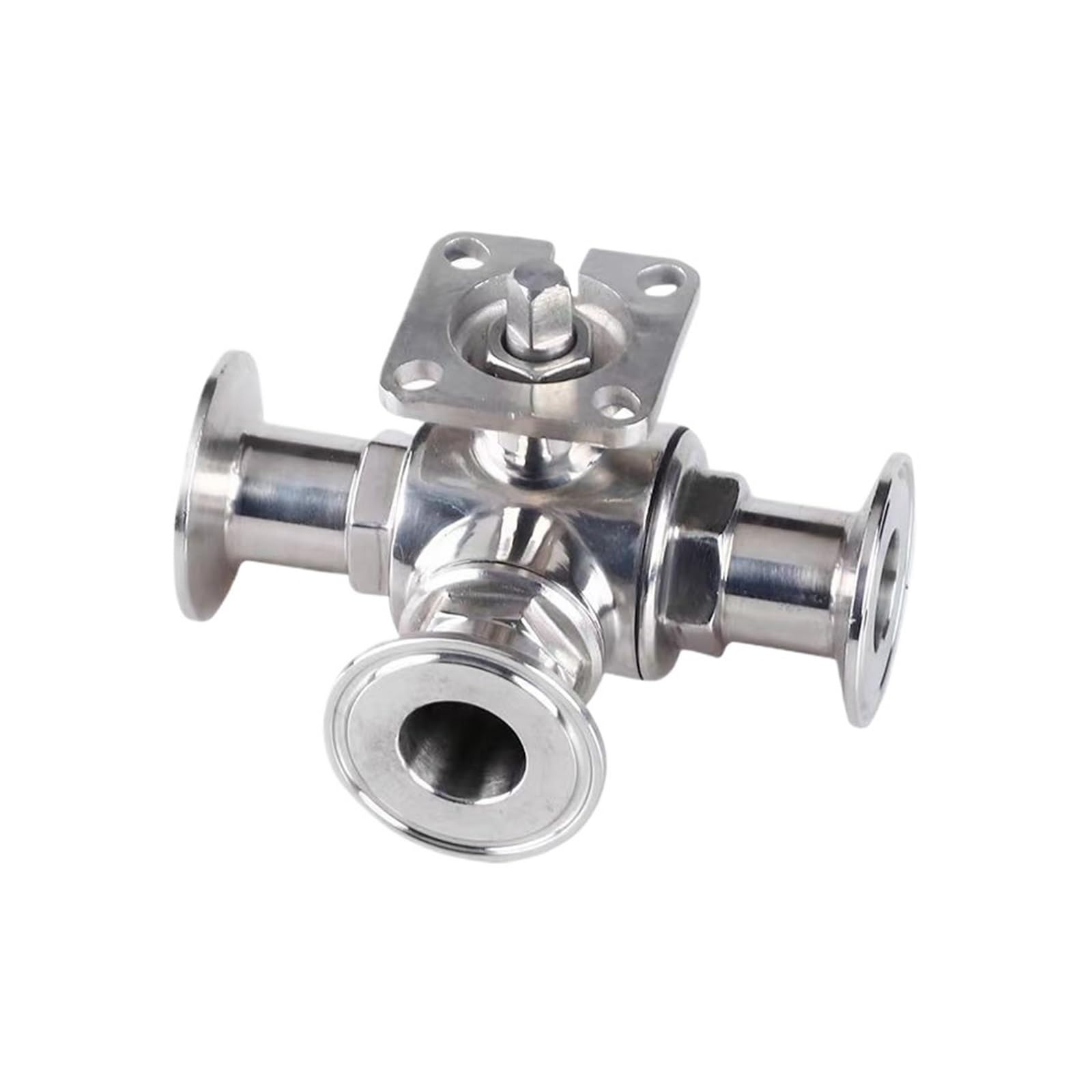 CXDFRSER 1-1/4" Stainless Steel 304 Clamp 50.5MM Three Way T Type Ball Valve With Actuator Base