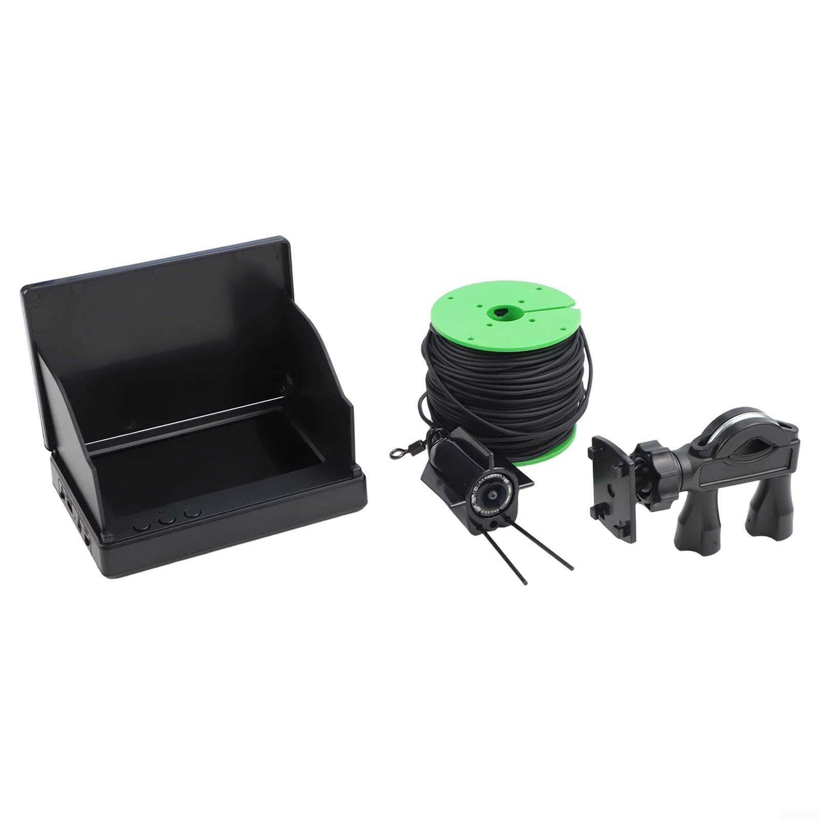 Cámara de pesca subacuática con visión nocturna y gran angular de 220°, buscador de peces HD con pantalla de 4.3 pulgadas, equipo portátil de pesca en hielo para condiciones de poca luz, negro (50 m)