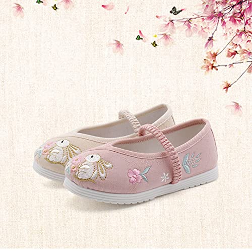 Girls Flat Bottomed Embroidered Sandals Fashionable Costume Children Performance Children Embroidered Girls Shoes 13 (Pink, 9 Toddler)3
