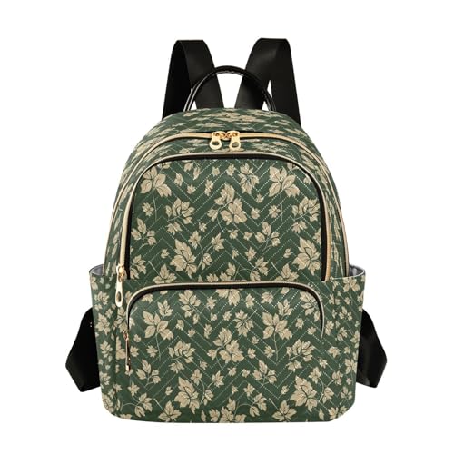 Mini sac à dos femme léger matelassé vert foncé 26x13x32cm moderne