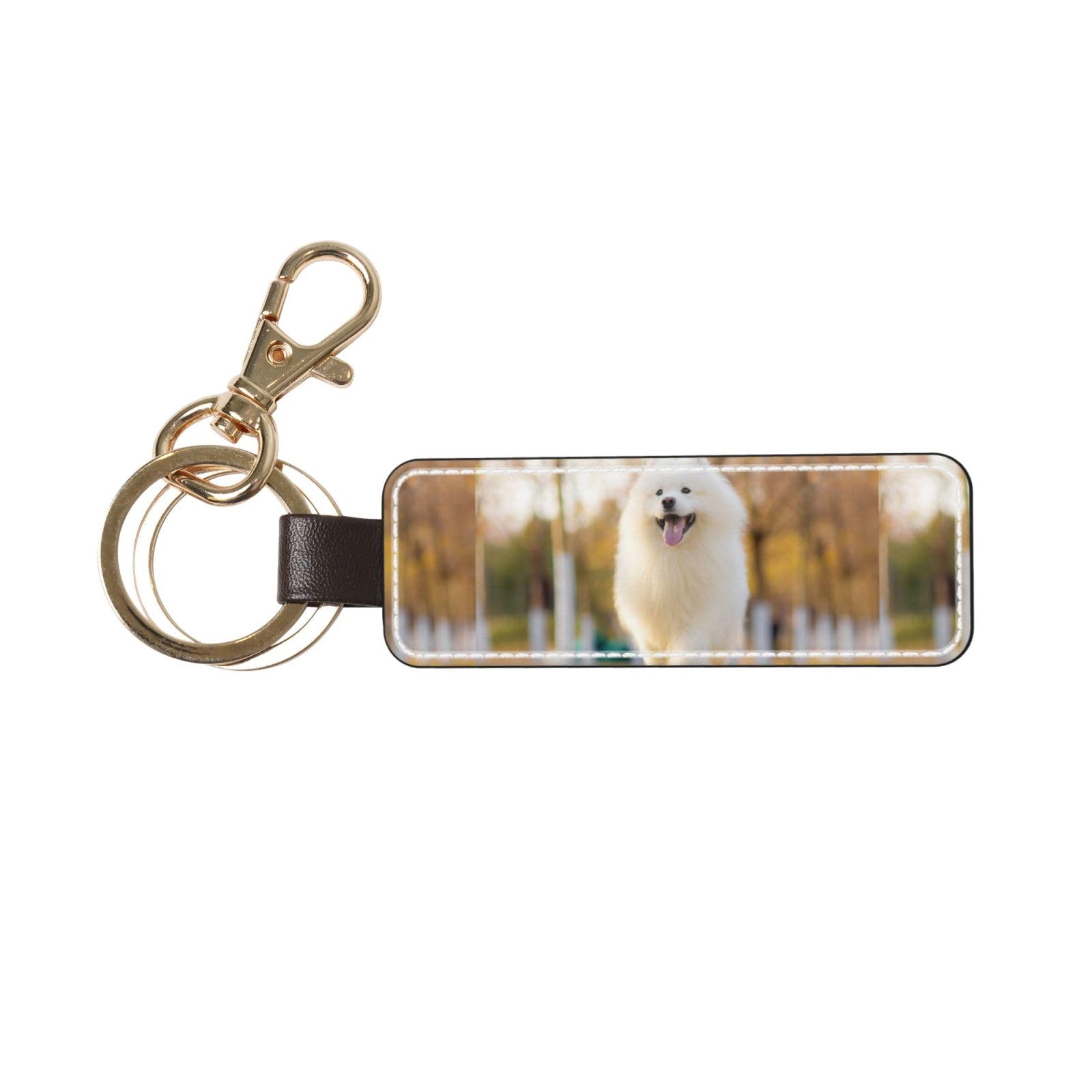 Ywsotre Unisex As Picture Samoyed Dog, Pu Leather Keychain,Keyring Key Chain Ring Holder Organizer 1 Pc