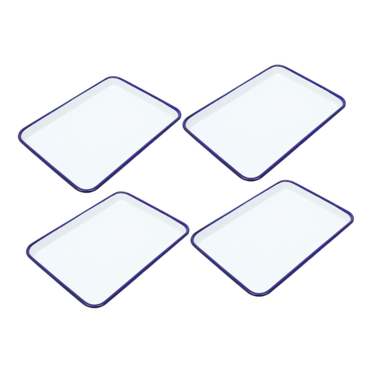 4pcs Vintage Enamel Baking Tray Tray Retro Kitchen Bake Pan Rectangular Enamelware Roasting Pan Baking Dish Vintage Square Roaster Enamel White