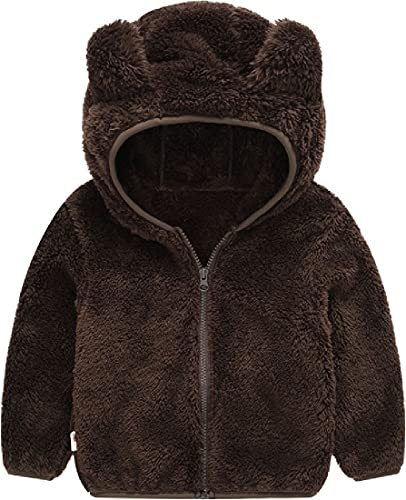 Cromoncent Boy's Girl's Soft Fleece Warm Hooded Jacket Outwear with Bear Ears