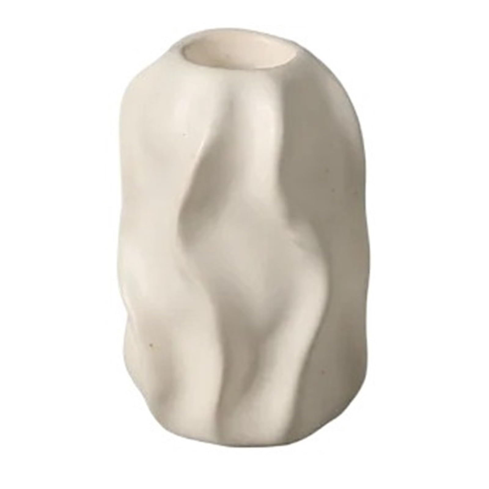 1Pair Cream Ceramic Candlestick Table Restaurant Plank House Decoration for Candle(Size2)