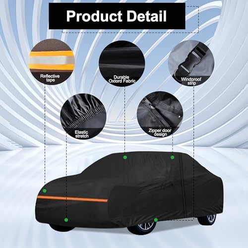 Image of Amooca Heavy-Duty Car Covers Waterproof Sun-Proof All Weather for Automobiles Snow Cover 420D with Door Zipper Cotton Lining Universal Fit for Midsize Sedan