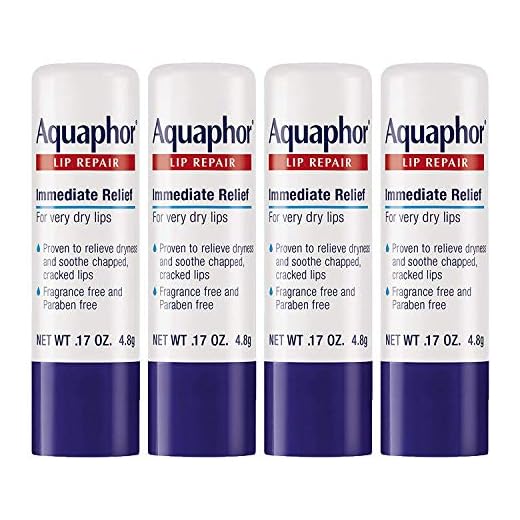 Aquaphor Lip Repair Stick - Soothes Dry Chapped Lips - 0.17 Ounce (Pack of 4)